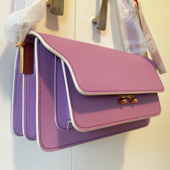 BRAND NEW AUTHENTIC MARNI PURPLE PINK EW Trunk Shoulder Bag - Picture 6 of 8